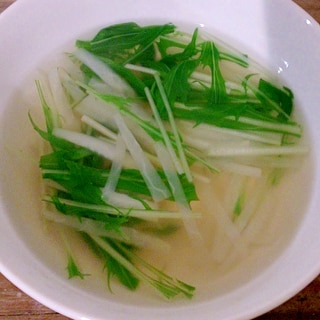 細切り大根と水菜の中華スープ